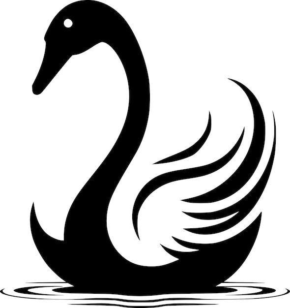 Ilustración vectorial de silueta minimalista y simple del cisne