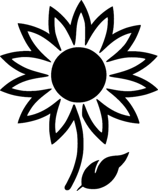Ilustración vectorial de la silueta minimalista y simple de la flor