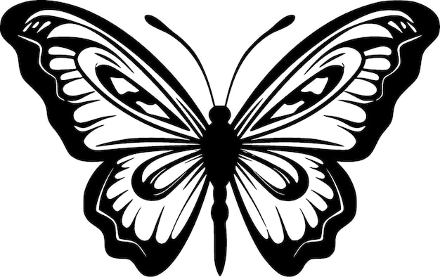 Ilustración vectorial de la silueta minimalista y simple de la mariposa