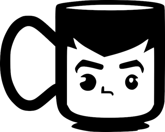 Vector ilustración vectorial de silueta minimalista y simple de mug