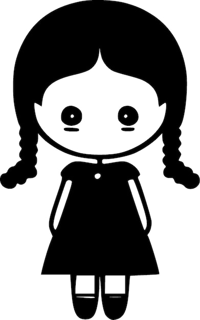 Ilustración vectorial de la silueta minimalista y simple de la muñeca
