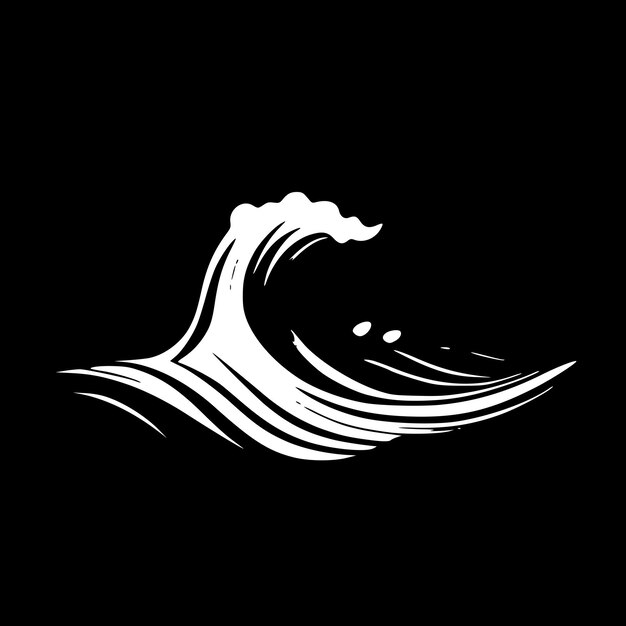 Ilustración vectorial de silueta minimalista y simple de ondas