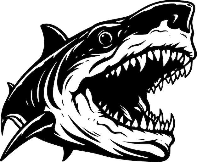 Ilustración vectorial de la silueta minimalista y simple del tiburón