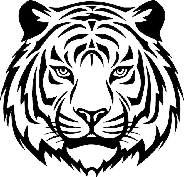 Ilustración vectorial de la silueta minimalista y simple del tigre