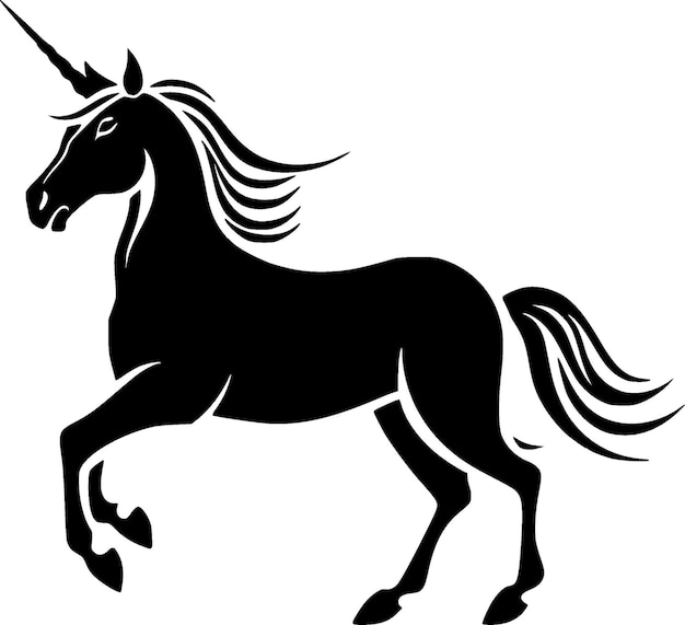 Ilustración vectorial de silueta minimalista y simple de unicornio