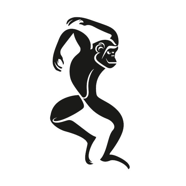 Ilustración vectorial de la silueta del mono bailando