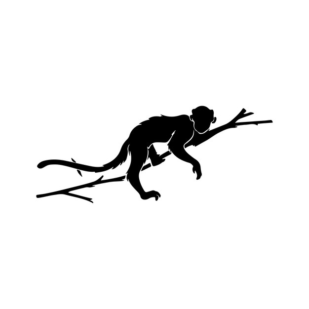 Ilustración vectorial de la silueta de un mono desde el lado