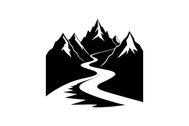 Ilustración vectorial de la silueta de la montaña