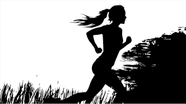 Ilustración vectorial de la silueta de la mujer corriendo