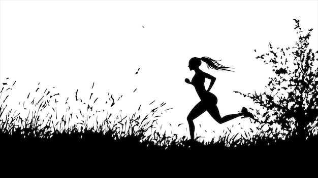 Ilustración vectorial de la silueta de la mujer corriendo
