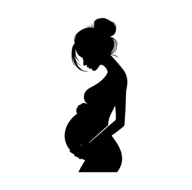 Ilustración vectorial de la silueta de una mujer embarazada y un hombre negro