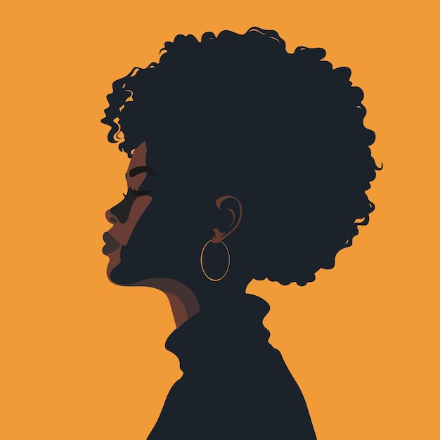 Ilustración vectorial de la silueta de una mujer negra africana en un fondo aislado