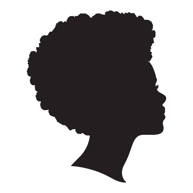 Ilustración vectorial de la silueta de una mujer negra afro