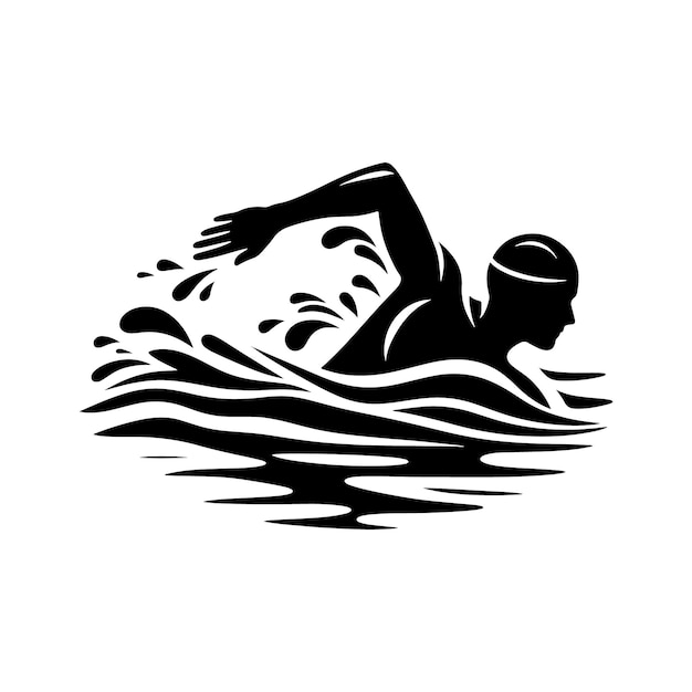 Ilustración vectorial de la silueta de natación