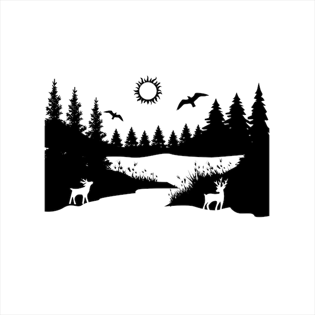 Ilustración vectorial de silueta de Navidad feliz