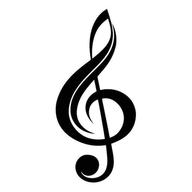 Ilustración vectorial de la silueta negra del icono de la clave de treble
