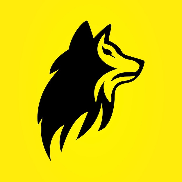 Ilustración vectorial de la silueta negra del lobo