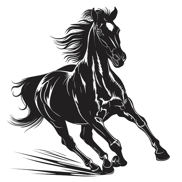Ilustración vectorial de la silueta negra del logotipo del caballo