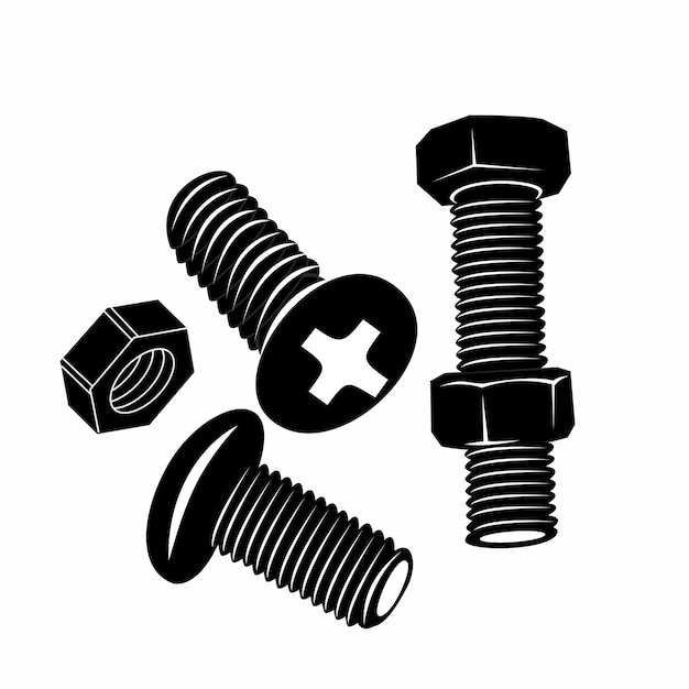 Ilustración vectorial de la silueta de la nuez de tornillo
