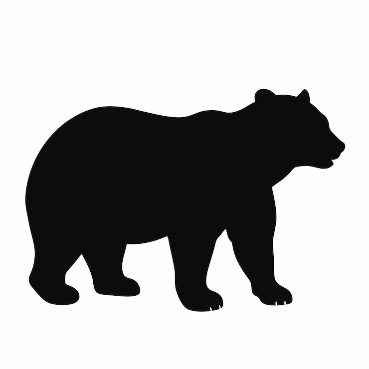 Vector ilustración vectorial de silueta de oso arte de silueta salvaje en negrita