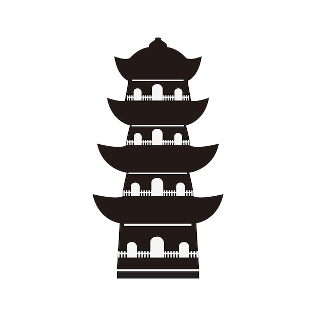 Ilustración vectorial de la silueta de la pagoda japonesa