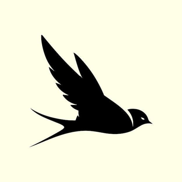 Ilustración vectorial de la silueta del pájaro de la golondrina de color negro