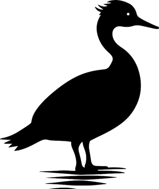 Ilustración vectorial de la silueta de un pájaro de Grebes Fondo blanco