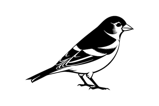 Ilustración vectorial de la silueta del pájaro pinzón americano en fondo blanco