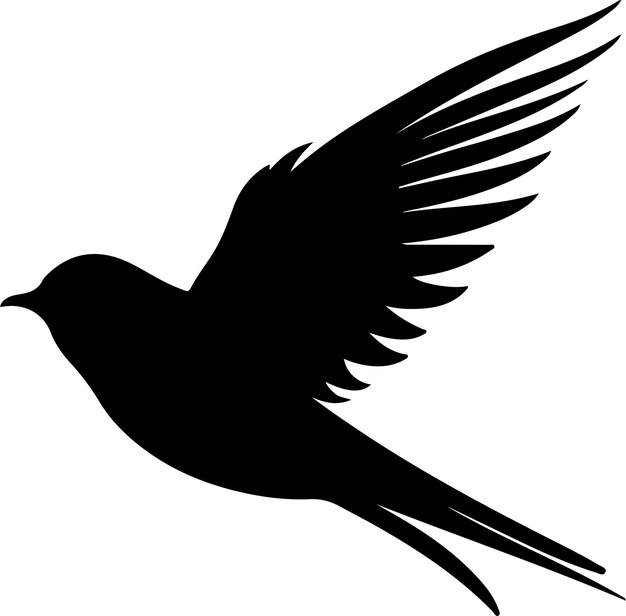 Ilustración vectorial de la silueta de un pájaro rápido Con fondo blanco