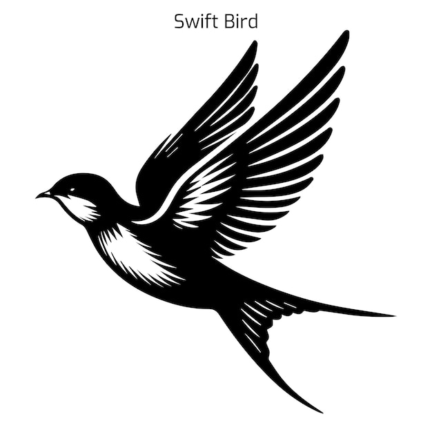 Ilustración vectorial de la silueta de un pájaro rápido