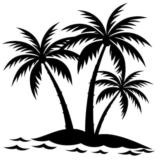 Ilustración vectorial de la silueta de la palma de coco tropical