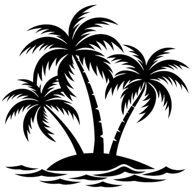 Ilustración vectorial de la silueta de la palma de coco tropical