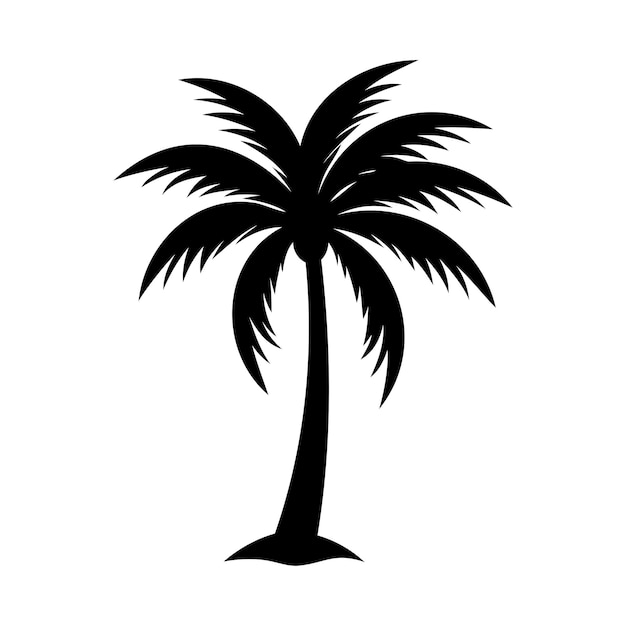 Ilustración vectorial de silueta de palma para diseños de playas tropicales y naturaleza