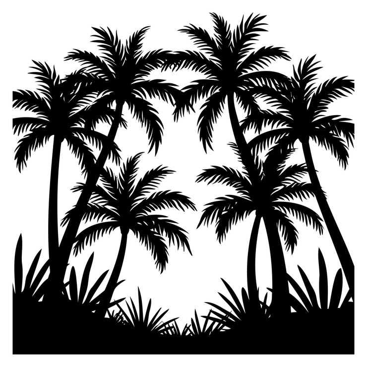 Ilustración vectorial de silueta de palma Tema de las islas tropicales