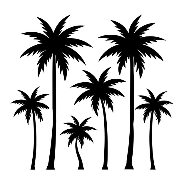 Ilustración vectorial de la silueta de la palmera negra