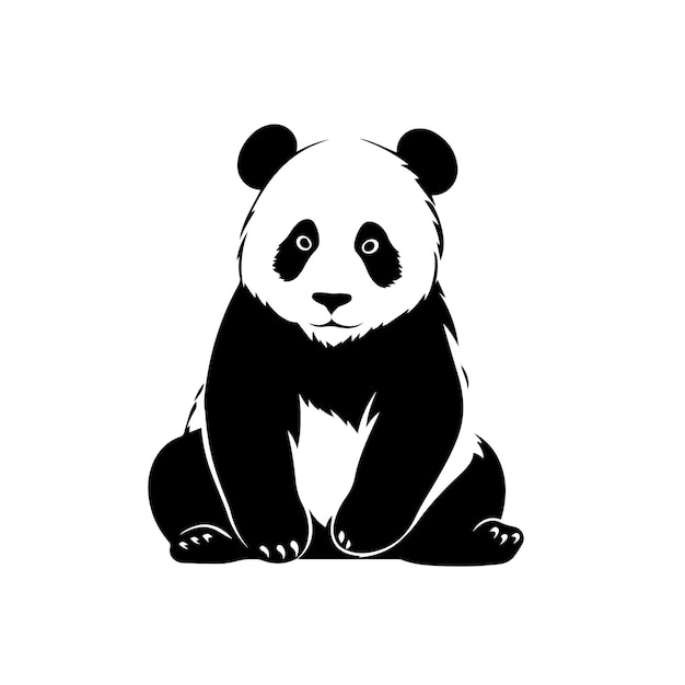 Ilustración vectorial de la silueta de un panda juguetón El icono y el letrero de una silueta de Panda juguetón