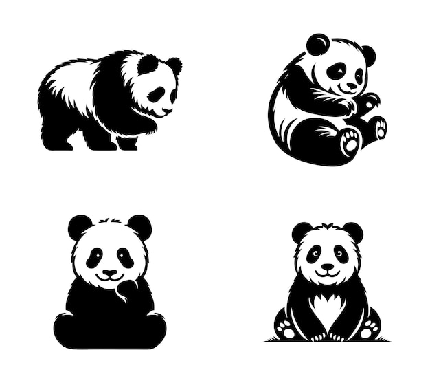 Ilustración vectorial de la silueta del panda
