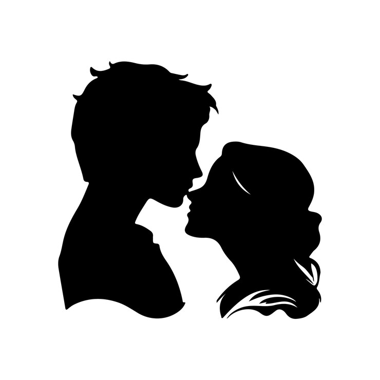 Ilustración vectorial de la silueta de la pareja dibujada a mano