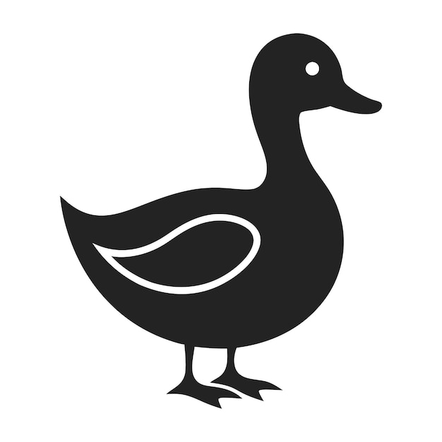 Ilustración vectorial de silueta de pato con fondo blanco