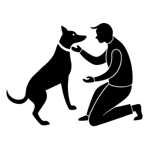 Ilustración vectorial de la silueta del perro de entrenamiento