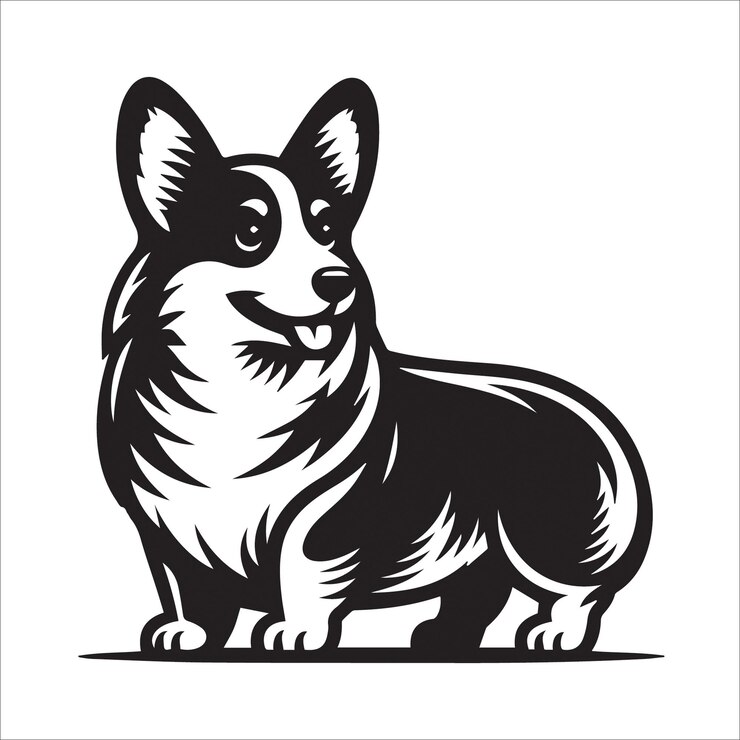 Ilustración vectorial de la silueta del perro Pembroke Welsh Corgi