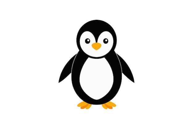 Ilustración vectorial de la silueta de un pingüino con fondo blanco