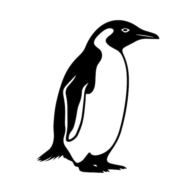Ilustración vectorial de silueta de pingüino Ícono y signo de silueta del pingüino