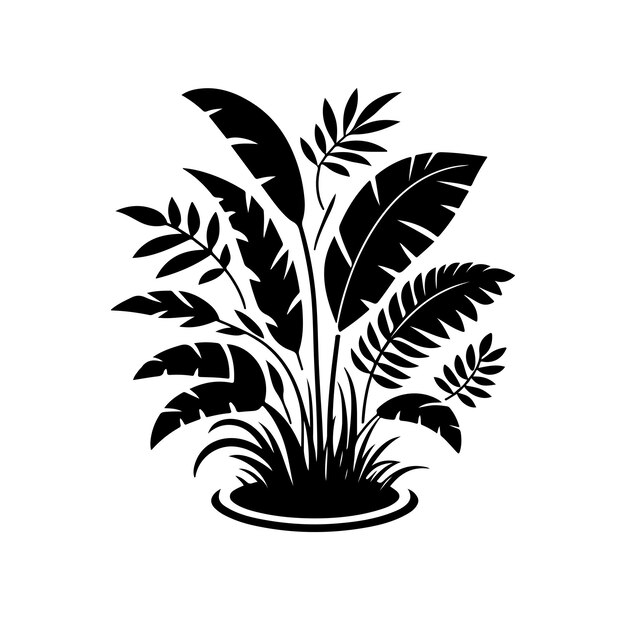 Vector ilustración vectorial de la silueta de las plantas de la selva