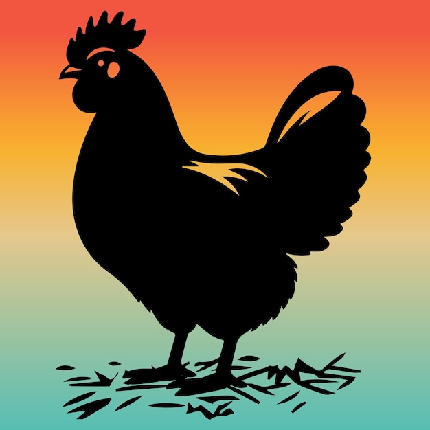 Ilustración vectorial de la silueta de un pollo