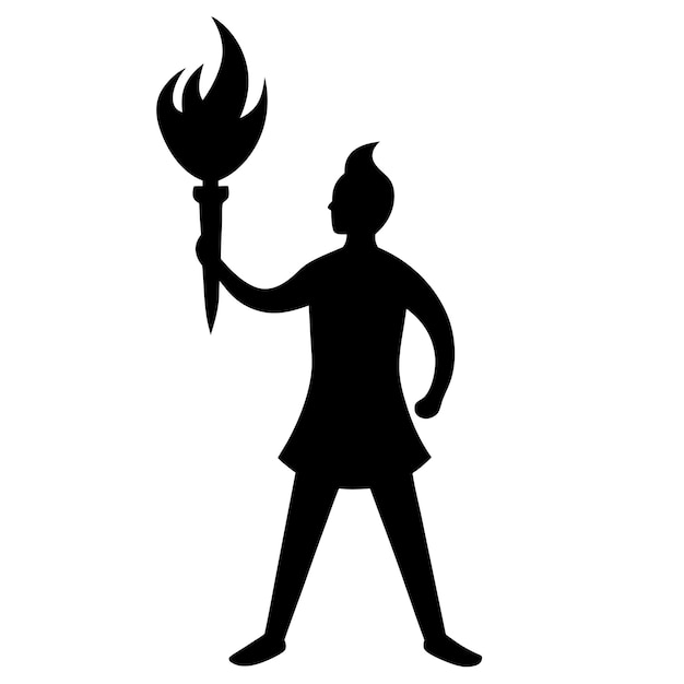 Ilustración vectorial de la silueta del portador de la antorcha
