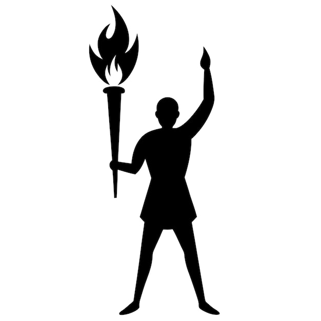Ilustración vectorial de la silueta del portador de la antorcha