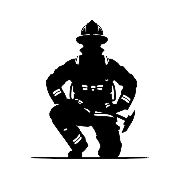 Ilustración vectorial de la silueta de la postura del bombero