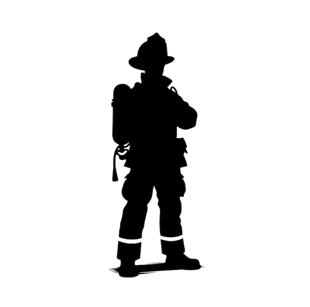 Ilustración vectorial de la silueta de la postura del bombero
