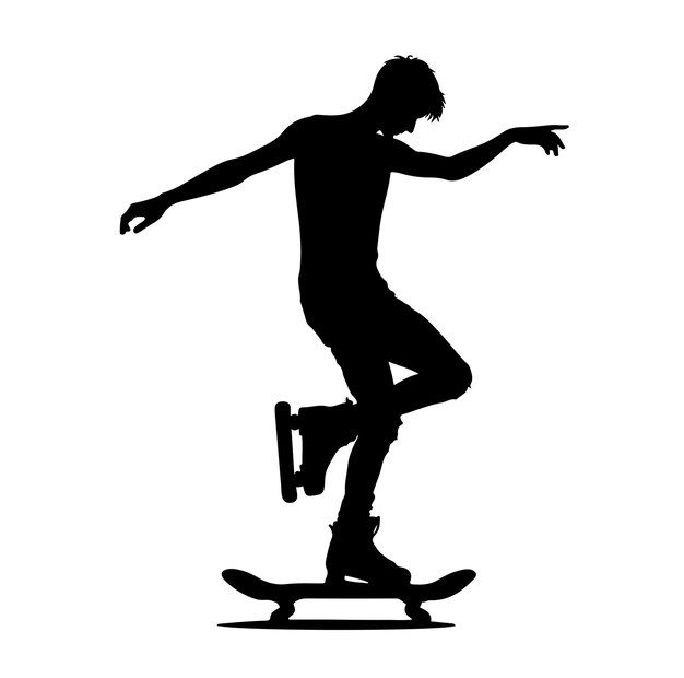 Ilustración vectorial de la silueta de la postura del jugador de patinaje